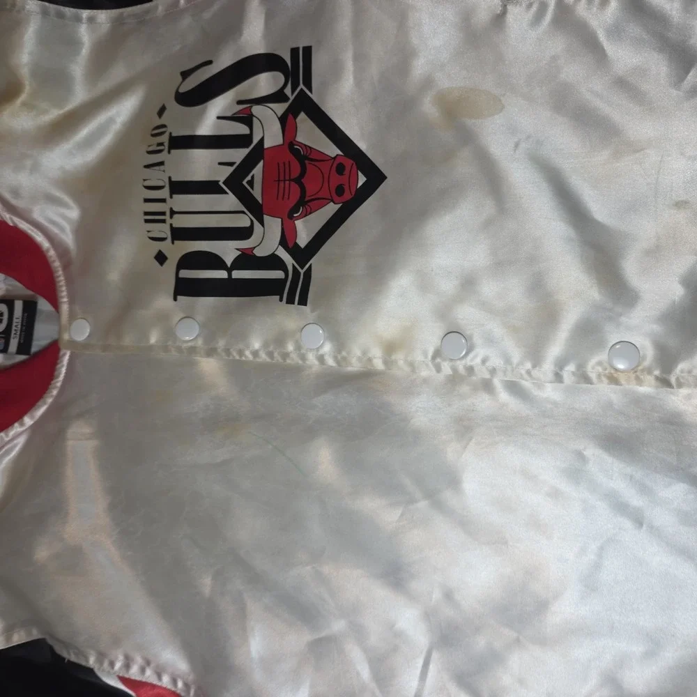NBA Chicago Bulls Bomber Jacket Men Button Up Satin  All Over Print Small F1